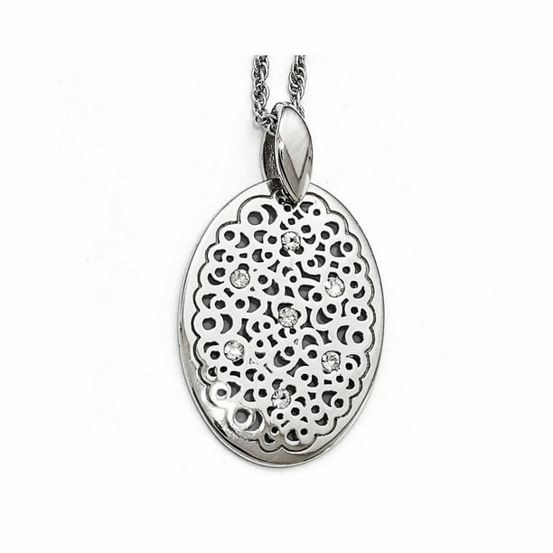 Sterling Silver Leslies Sterling Silver Polished Preciosa Crystal Pendant Sterling Silver Leslies Sterling Silver Polished Preciosa Crystal Pendant